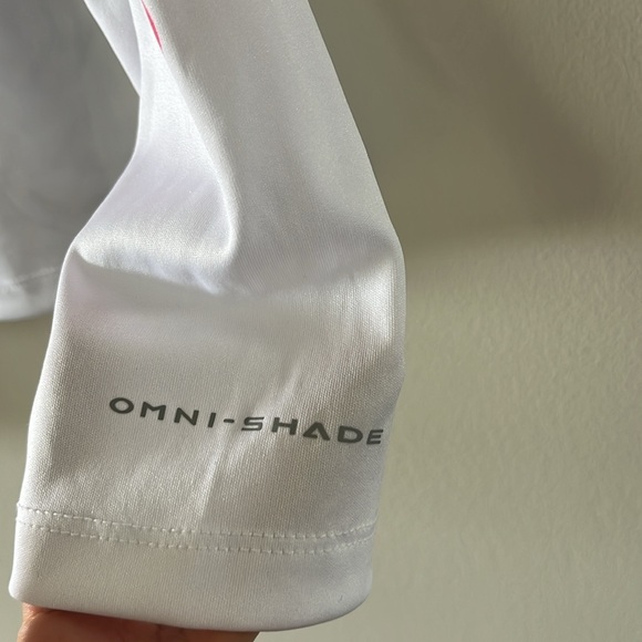 Columbia women's rapid creek long-sleeve top shirt white pink logo M omni shade - Picture 9 of 16